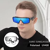 【SUNS】TR90偏光套鏡 包覆式運動型大框太陽套鏡 抗UV400+濾藍光 超輕量無感墨鏡 男女適用 防眩光 藍水銀