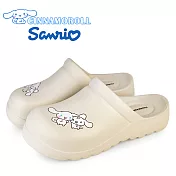 【HELLO KITTY】女 CINNAMOROLL 大耳狗 防水鞋 穆勒鞋 拖鞋 前包後空 輕量 厚底 一體成型 台灣製 JP23 米色