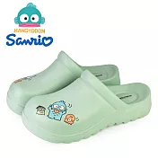 【HELLO KITTY】女 HANGYODON 人魚漢頓 防水鞋 穆勒鞋 拖鞋 前包後空 輕量 厚底 一體成型 台灣製 JP23 綠色