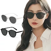 【ALEGANT】城市時尚TR90圓框寶麗來偏光墨鏡/UV400太陽眼鏡 靜影黑