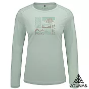 【ATUNAS 歐都納】女款循環長袖排汗T恤/圖T/大尺碼A6TS2537WC- S 粉綠