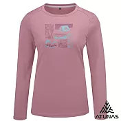 【ATUNAS 歐都納】女款循環長袖排汗T恤/圖T/大尺碼A6TS2537WC- S 霧粉