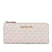 Michael Kors 金字 LOGO PVC L型拉鍊長夾 (香草色)