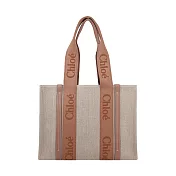 ChloeWoody tote bag帆布中號托特包- 灰褐色