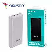 ADATA 威剛 C20 20000mAh 15W 3孔輸出 Type-C雙向快充 行動電源 (2色可選) 有WH標示 白色