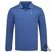 【ATUNAS 歐都納】男款循環長袖排汗POLO衫/大尺碼A6PS2564MC- M 靛藍