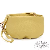 La Poche Secrete真皮泡芙雲朵手提包鑰匙包萬用包- 黃色