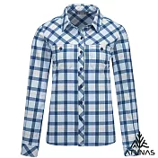 【ATUNAS 歐都納】女款中空蓄熱纖維保暖長袖格紋襯衫/大尺碼A1SH2502W- S 藍格