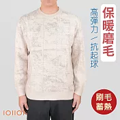 IOIIOI 長袖蓄熱保暖圓領衫 加厚抗寒 內磨毛T恤 舒適天絲棉 抗起球處理 25923020 M 米黃色