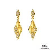 【點睛品】YuYu系列 菱形波光 垂吊鑽石黃金耳環 (一對)