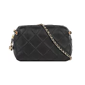 TORY BURCH Fleming 縫線菱格紋迷你貝殼包 (黑色)