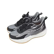 Fila 慢跑鞋 J405A 中大童 黑 灰 拼接 旋鈕 斐樂 運動鞋 3J405A408 19cm BLACK/SILVER