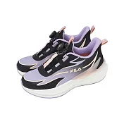 Fila 慢跑鞋 J405A 中大童 黑 紫 拼接 旋鈕 斐樂 運動鞋 3J405A905 19cm BLACK/PURPLE