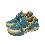 Fila 休閒鞋 J429A 中大童 小朋友 綠 金 魔鬼氈 發光 燈鞋 斐樂 7J429A681 16cm GREEN/GOLD