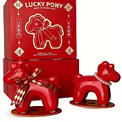 2026馬年陶瓷擺件 好運馬擺件2入組 （馬到福來 春節氛圍 場景佈置 桌面擺件 ） 紅馬陶瓷擺件一對