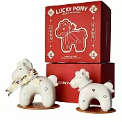 2026馬年陶瓷擺件 好運馬擺件2入組 （馬到福來 春節氛圍 場景佈置 桌面擺件 ） 白馬陶瓷擺件一對