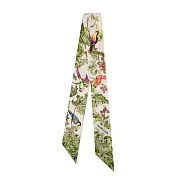 Hermes 愛馬仕 Equateur Twilly絲巾-奶油色/綠色/多色 奶油色/綠色/多色