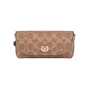 COACH CC Logo 塗層帆布附提把萬用包/眼鏡收納包 (棕褐色/棕色)