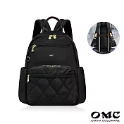 【OMC】(葫蘆紋無胸扣)必buy寬側袋旅行休閒後背包23531 黑色