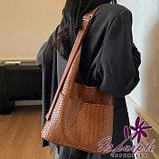 【iSPurple】韓風時尚 仿皮編織壓紋復古百搭托特包/顏色可選 棕
