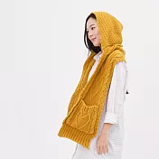 好我_Milly麻花針織連帽口袋圍巾 FREE 向日葵黃