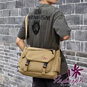 【iSPurple】時尚潮流 大容量帆布單斜肩背郵差包/顏色可選 卡其