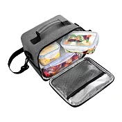 《tescoma》Freshbox肩背保冷袋+保鮮盒3件(岩灰藍) | 保溫袋 保冰袋 便當袋 手提袋 野餐包 野餐袋 保鮮盒 便當盒