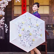 【雨之情】安全推防曬自動傘富貴 米色