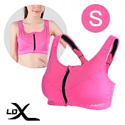 【LDX】極致透氣 機能壓縮專業拉鍊背心 運動內衣 女款 (三色任選) 桃紅 S