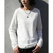 日本Antiqua｜小臉船型領｜純棉舒適｜滑順高品質｜不皺易打理｜簡約長袖｜經典百搭 XL 白色