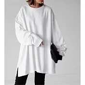 日本Antiqua｜復古三角插片領｜長袖T恤｜優雅迷人不易起皺｜包色基本款｜單穿疊穿男女適用 FREE 白色