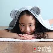 【日本桃雪】可愛熊耳連帽飯店大毛巾 (霧藍灰) | 鈴木太太公司貨