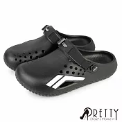 【Pretty】男 洞洞鞋 雨鞋 布希鞋 涼拖鞋 穆勒鞋 兩穿 防水 輕量 厚底 EU40 黑色