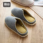 【日本霜山】日式泰迪絨防滑室內拖鞋/保暖拖鞋- 灰黃24.5cm(36-37)