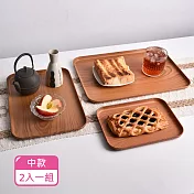 【Homely Zakka】北歐原木感仿木紋長方形托盤/茶盤/零食盤/餐盤/置物盤2入/組(中)