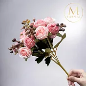 【Floral M】法式復古玫瑰小花園仿真花花材(1入組)- 蜜桃粉