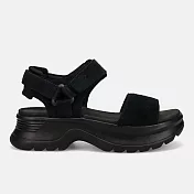 New Balance 紐巴倫 258 [SWAFSHC1] 女 運動休閒涼鞋 厚底 日系 涼鞋 絨面 全黑 22cm 黑