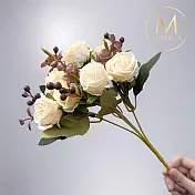 【Floral M】法式復古玫瑰小花園仿真花花材(1入組)- 奶油黃