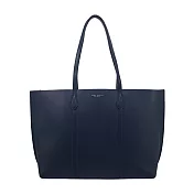 TORY BURCH PERRY燙金LOGO牛皮托特包(多色選)- 海軍藍