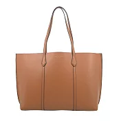 TORY BURCH PERRY燙金LOGO牛皮托特包(多色選)- 棕色