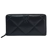 TORY BURCH KIRA 納帕皮革菱格紋拉鍊長夾- 黑