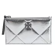 TORY BURCH Kira 鑽石反光皮革卡片零錢夾- 銀
