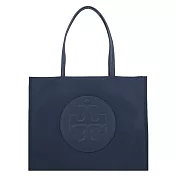 TORY BURCH ELLA 經典立體LOGO尼龍托特包(小)- 海軍藍