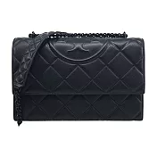 TORY BURCH Fleming 菱格紋鏈帶斜背包(大)- 黑色