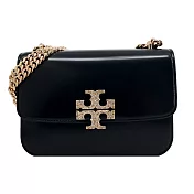 TORY BURCH ELEANOR 雙T水鑽LOGO鏈帶包(小)- 黑色