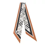 BURBERRY格紋騎士LOGO窄版絲巾- 礫白