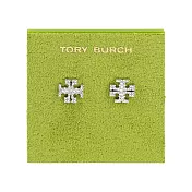 TORY BURCH Kira Pave 經典標誌水鑽針式耳環 (銀色)