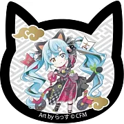初音x招財貓貓型壓克力磁鐵：黑貓站姿左手ver.