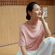 旅途原品_茜草_植物染漢麻棉粉色T恤 M/L/XL　 M 粉紅色