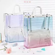 KOKUYO Pastel Cookie Sora透明兩用托特包- 藍粉
